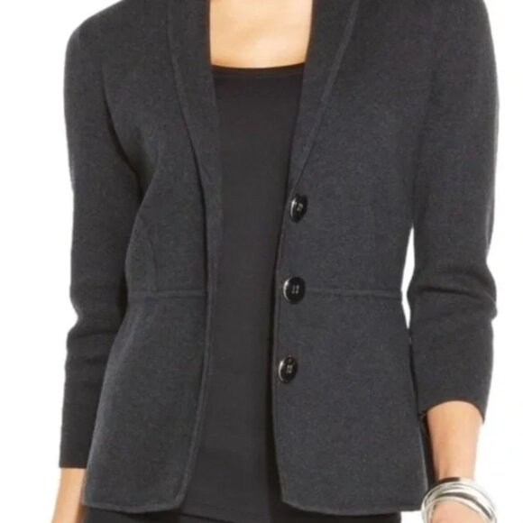 Alfani Jackets & Blazers - Alfani Shawl Collar 3/4 Sleeve Charcol Gray Blazer